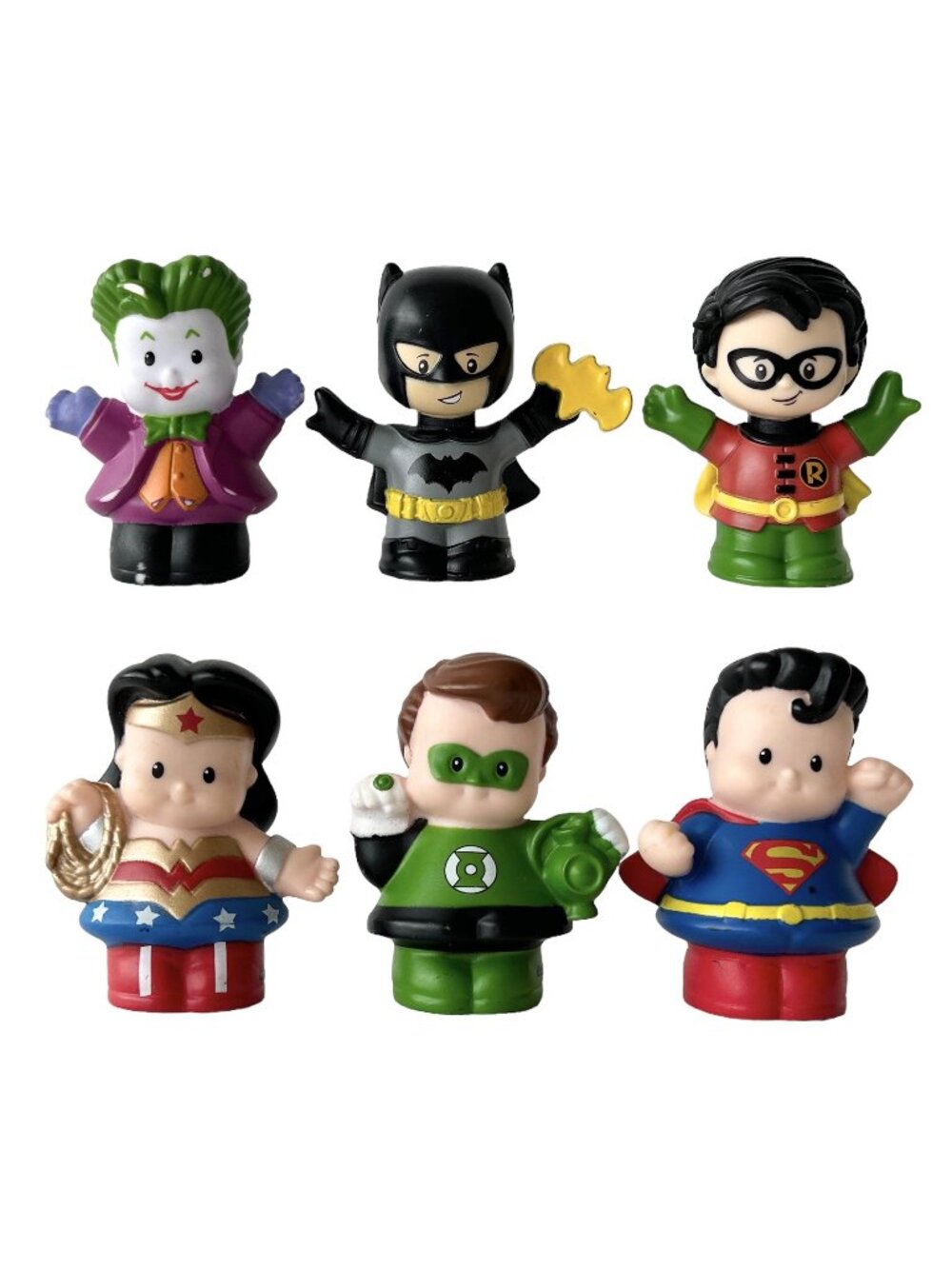 6 Fisher Price Little People DC Superhero Batman Superman Green Lantern WW